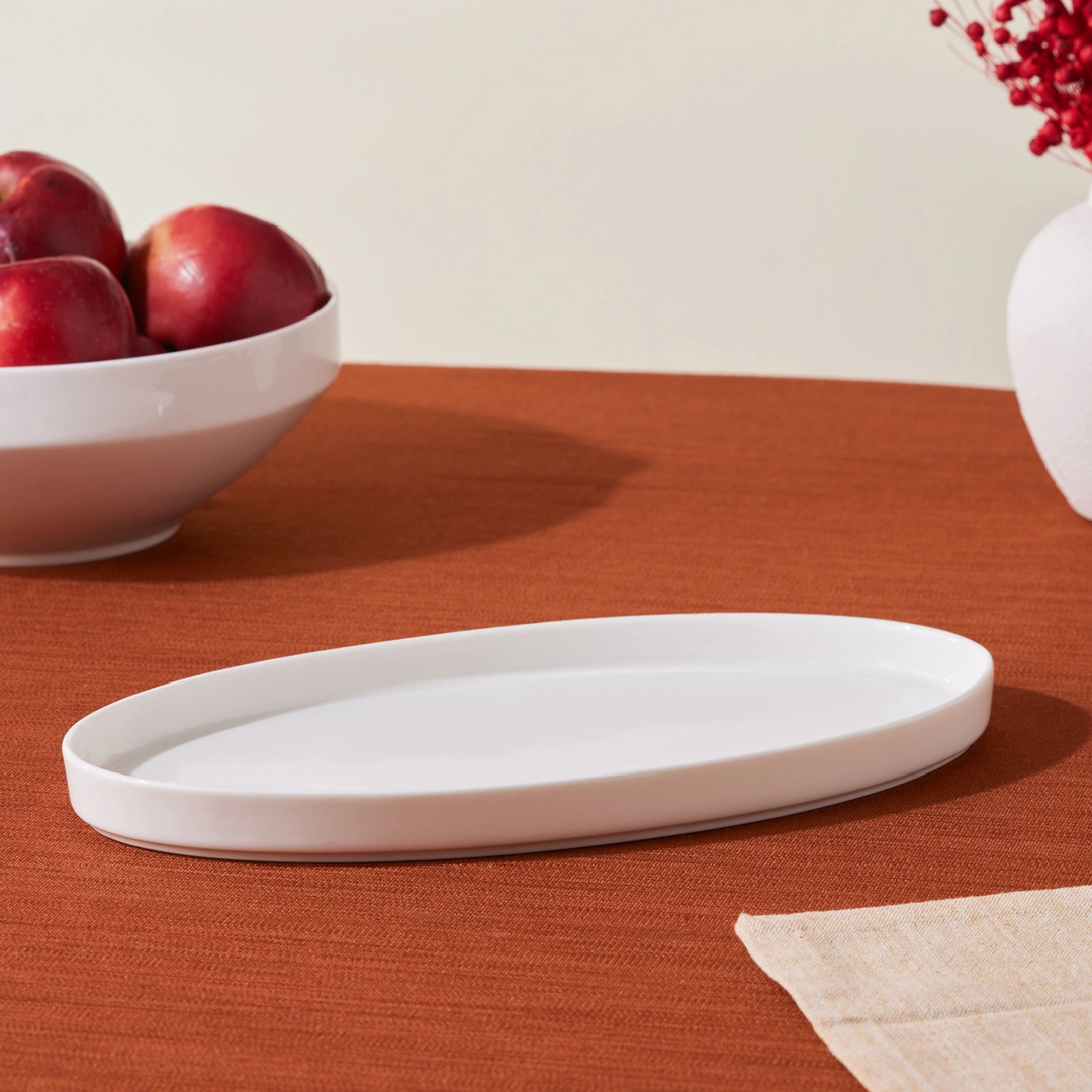 Karaca Stream Basic Line Oval Serving Plate 25 cm – White