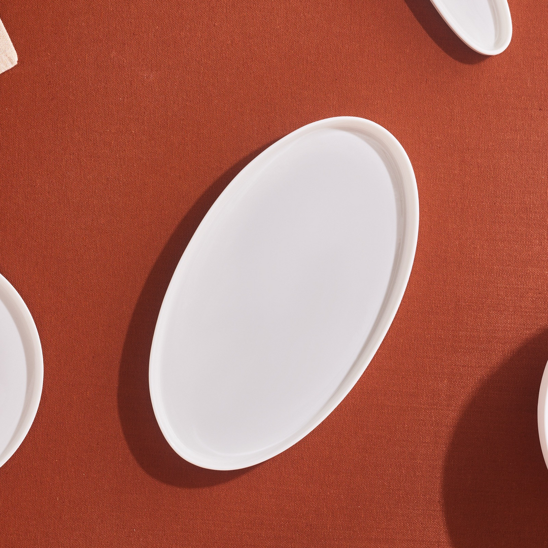 Karaca Stream Basic Line Oval Serving Plate 25 cm – White
