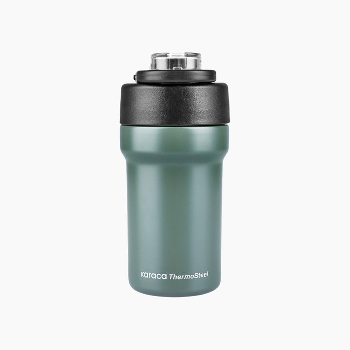 Karaca Thermosteel Camping 2-in-1 Steel Thermos - Khaki, 450 ml