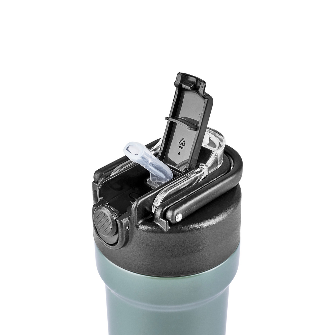 Karaca Thermosteel Camping 2-in-1 Steel Thermos - Khaki, 450 ml