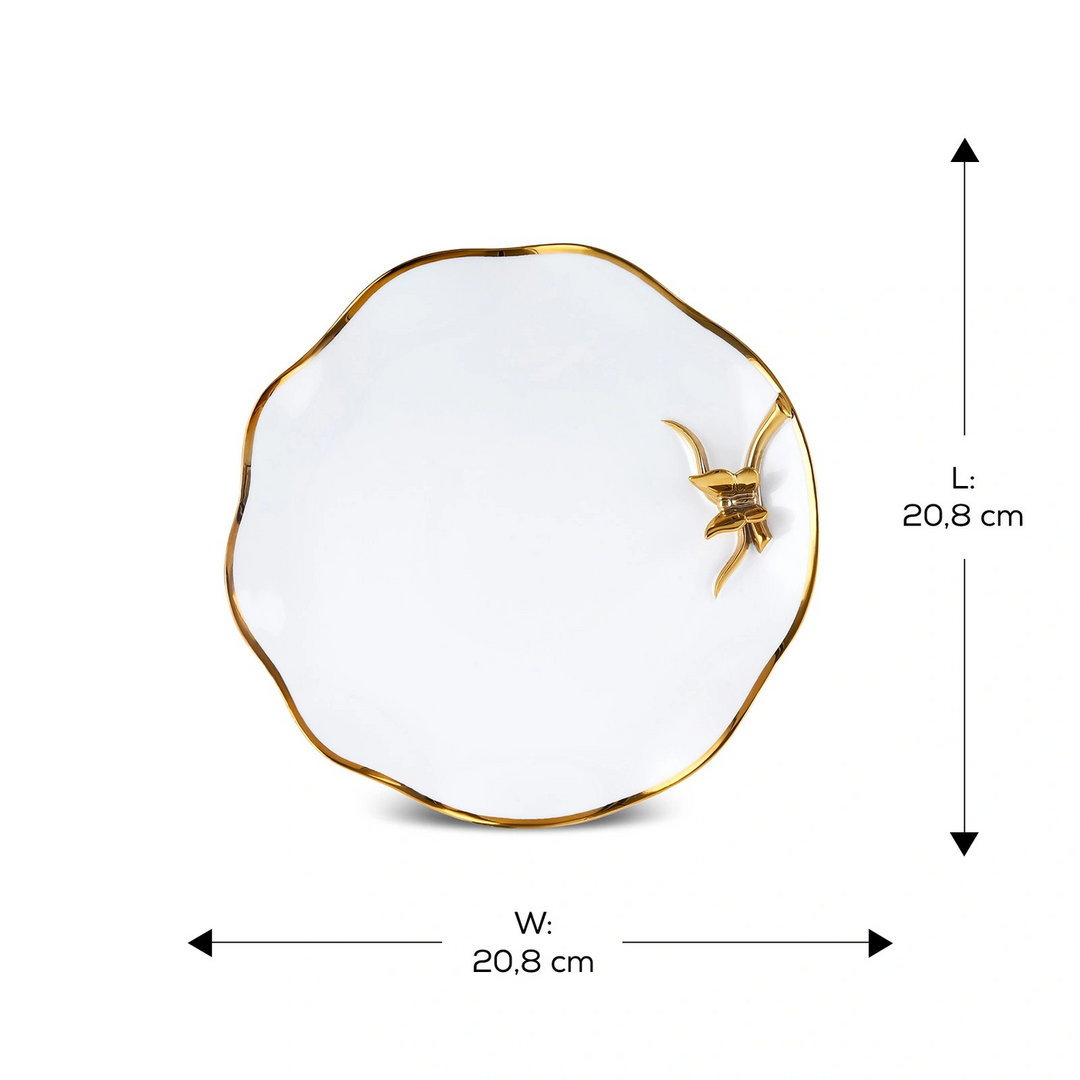 Karaca X Müge Anlı Butterfly Dessert Plate 21 cm – Gold