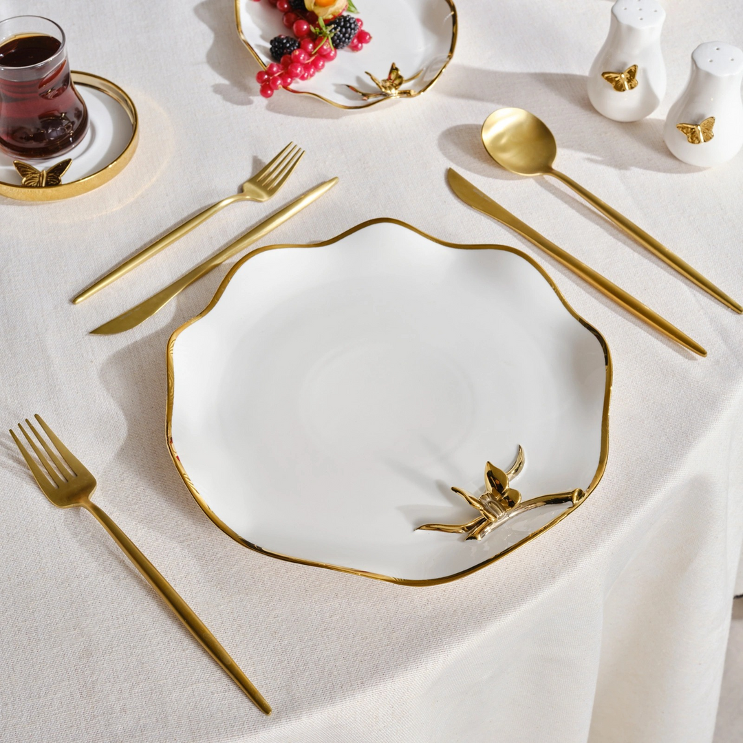 Karaca X Müge Anlı Butterfly Dessert Plate 21 cm – Gold