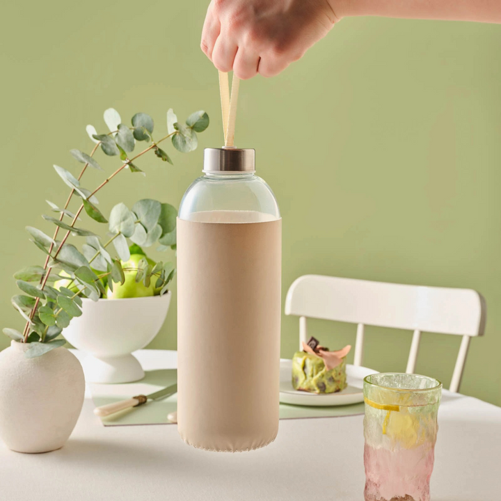 Karaca Leather Glass Water Bottle 1 L