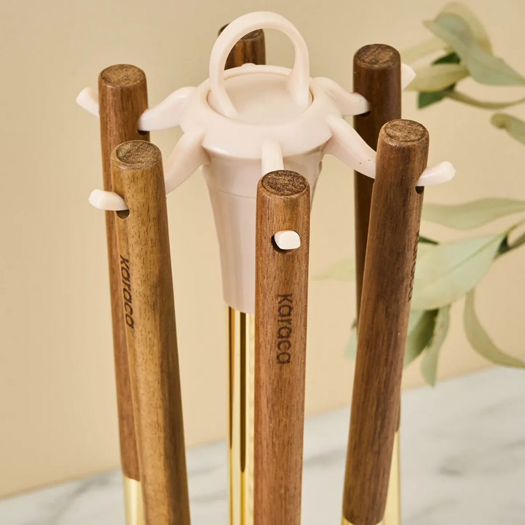 Karaca Harper 6-Piece Serving Set With Stand - Beige