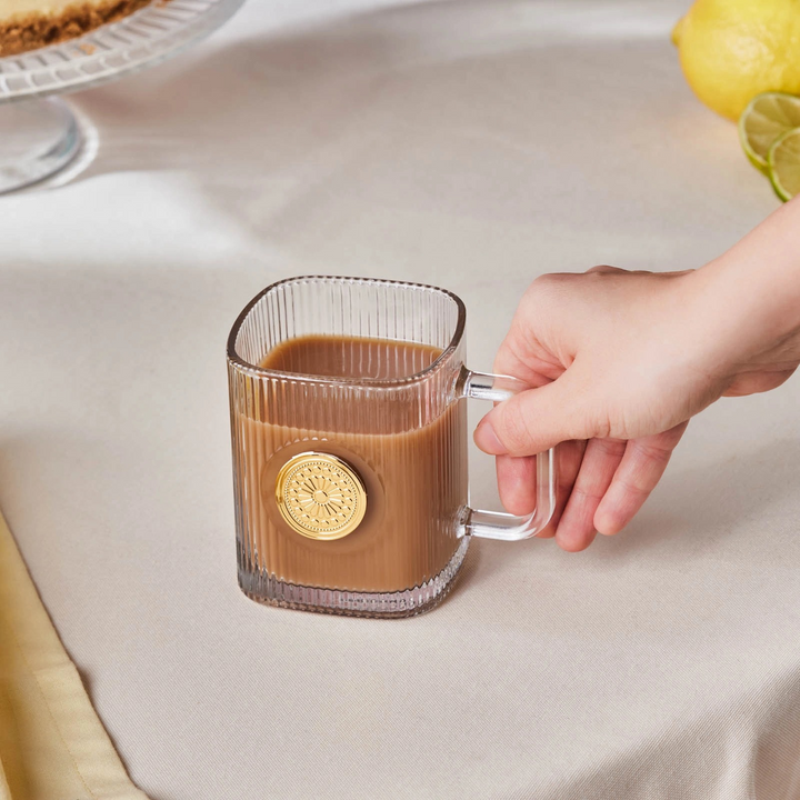 Karaca Medallion Glass Mug 340 ml – Colorless