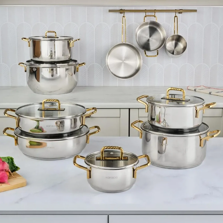 Karaca Maçka Steel Pot Gold - 34 Cm