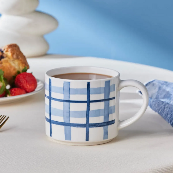 Karaca Alize Checkered Mug - Blue White