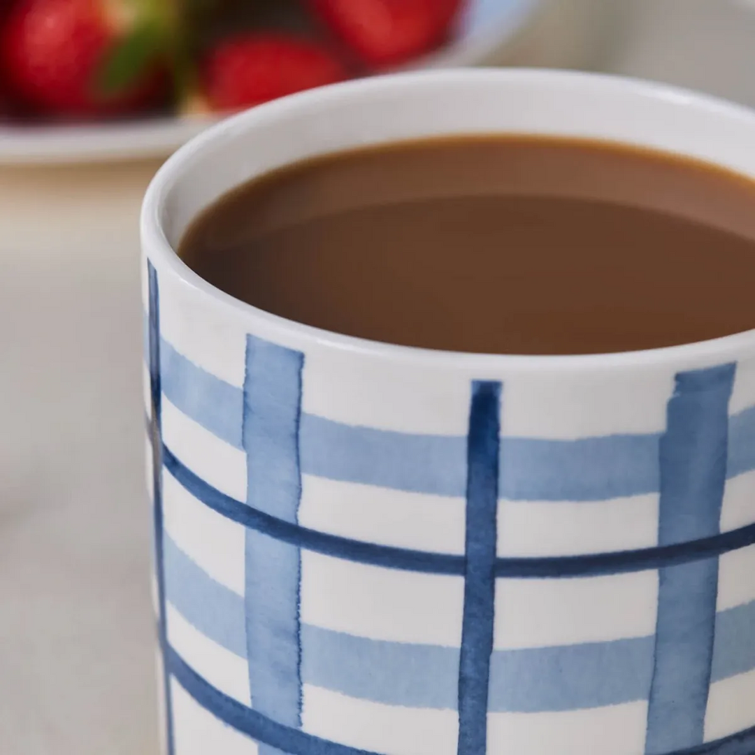 Karaca Alize Checkered Mug - Blue White