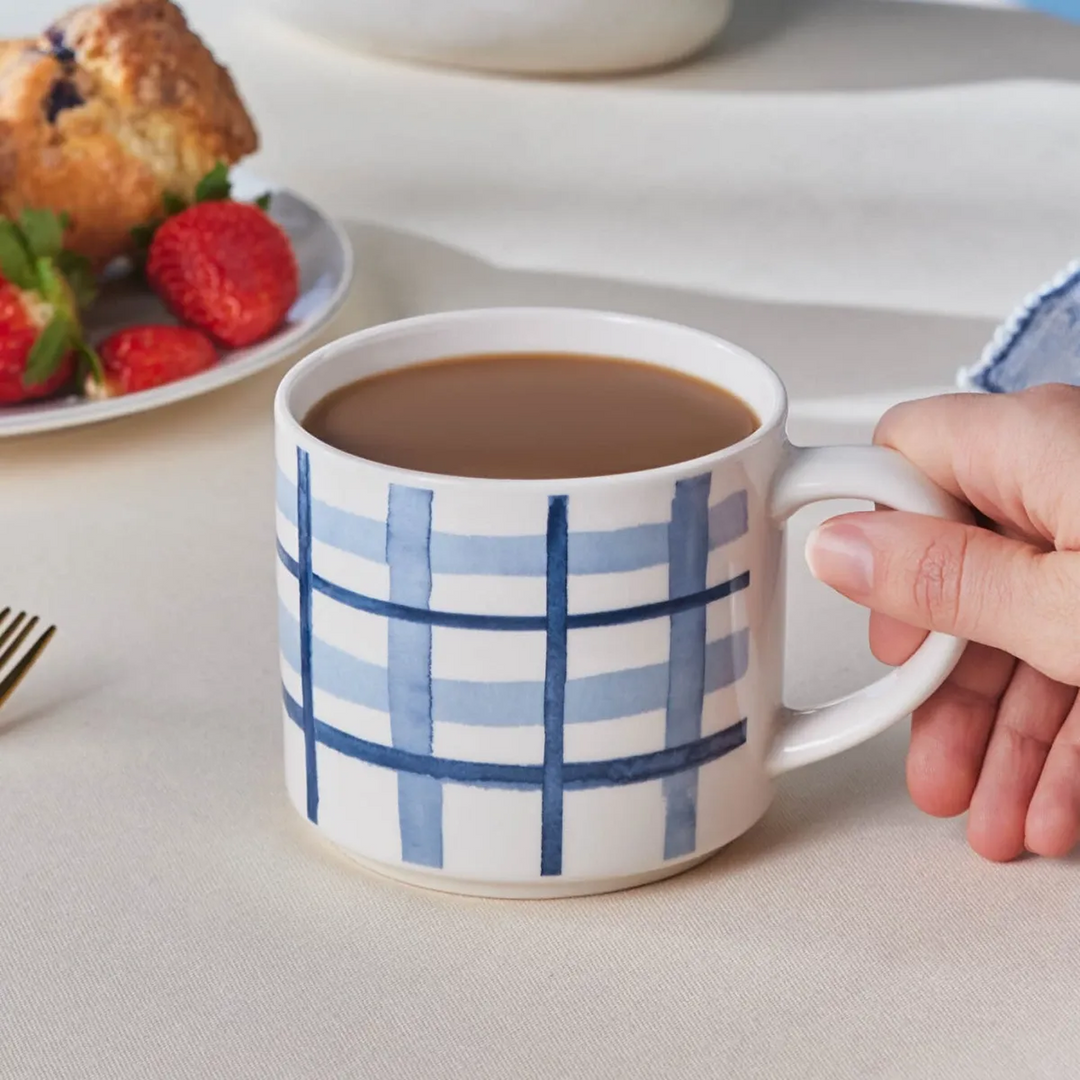 Karaca Alize Checkered Mug - Blue White