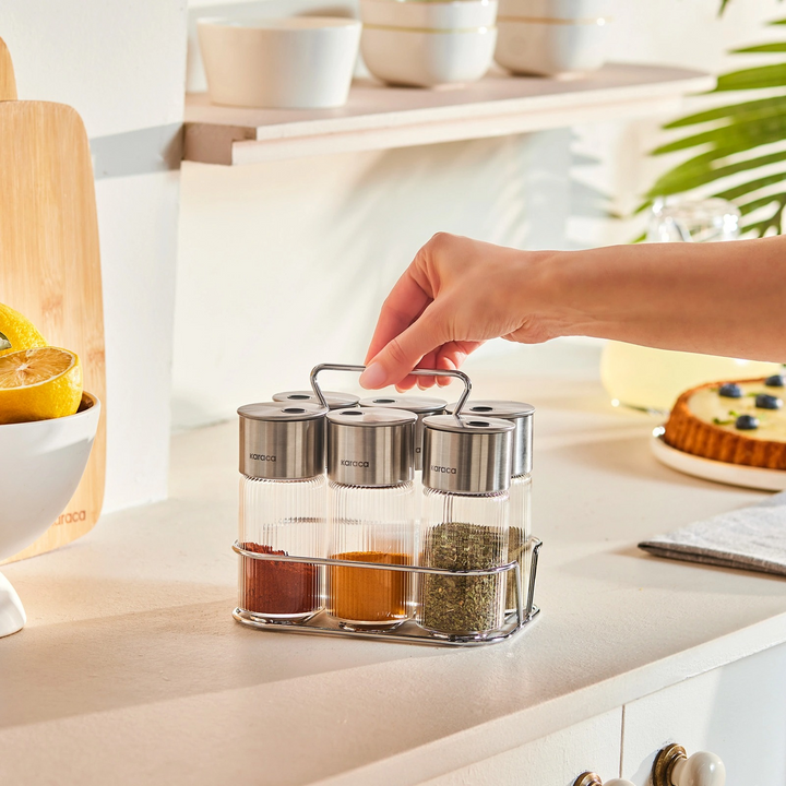 Karaca Ripple Inox 7-Piece Spice Set – Transparent