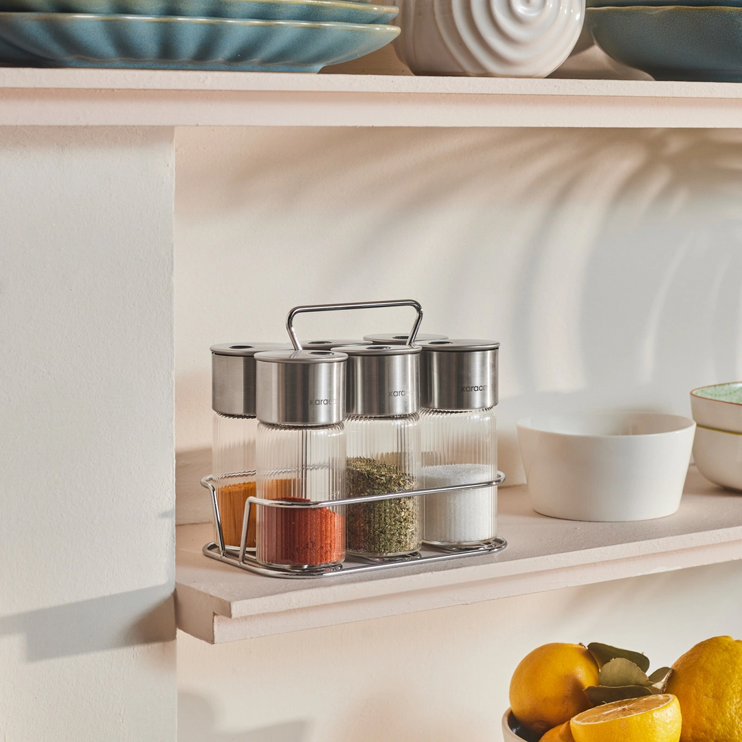 Karaca Ripple Inox 7-Piece Spice Set – Transparent