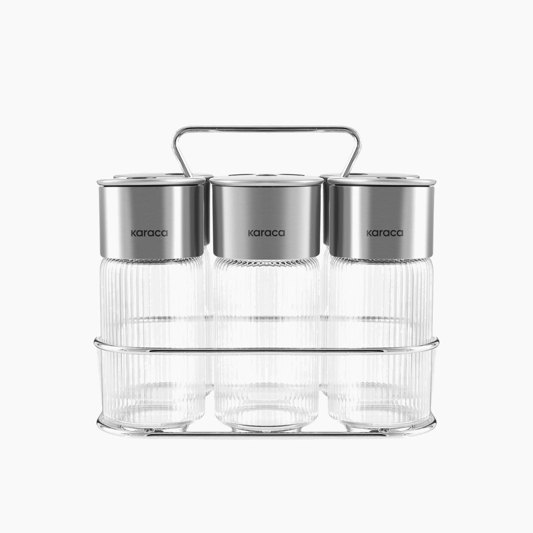 Karaca Ripple Inox 7-Piece Spice Set – Transparent
