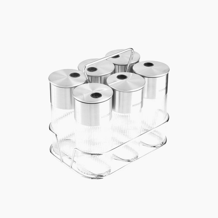 Karaca Ripple Inox 7-Piece Spice Set – Transparent