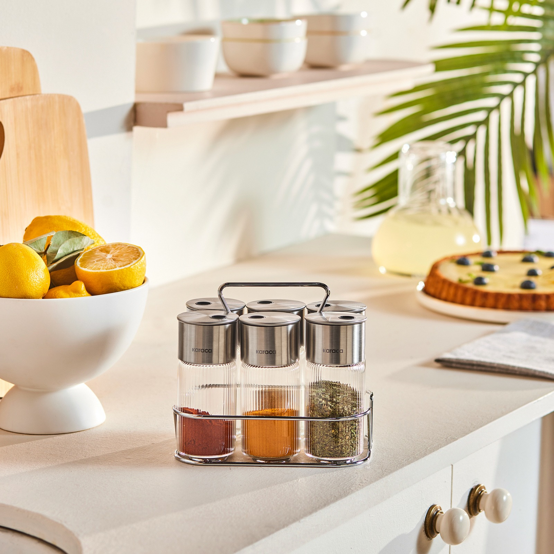 Karaca Ripple Inox 7-Piece Spice Set – Transparent