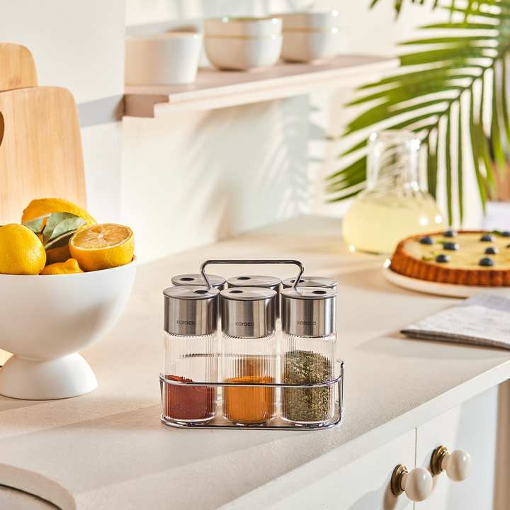 Karaca Ripple Inox 7-Piece Spice Set – Transparent
