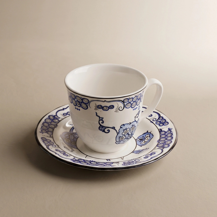 Karaca x Ömür Akkor Iznik Hatai Tea Cup and Saucer 200 ml – Multicolor