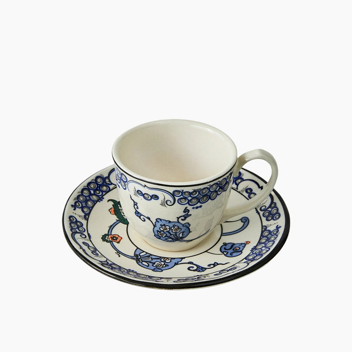 Karaca x Ömür Akkor İznik Hatai Coffee Cup and Saucer Set, 90 ml