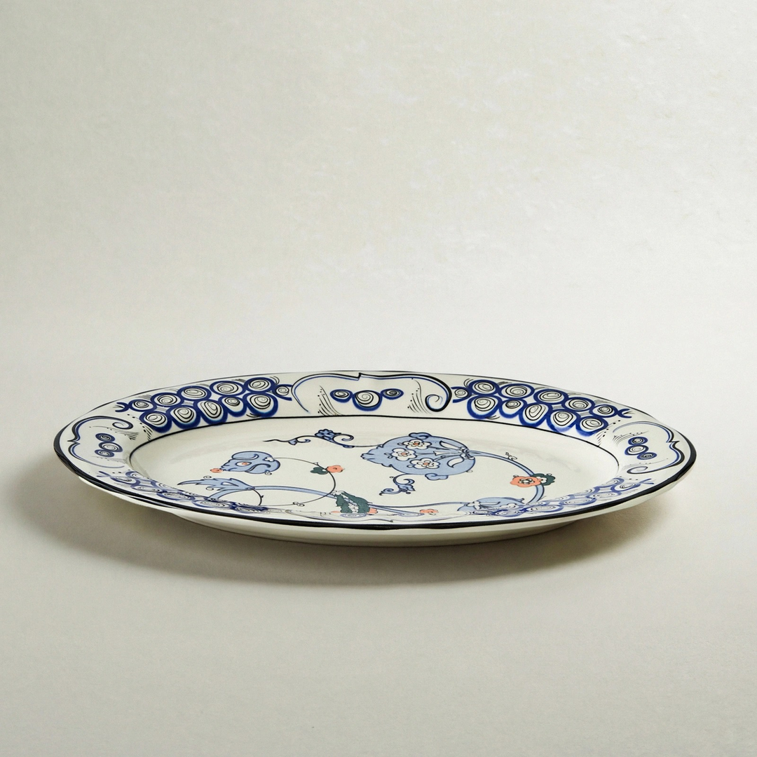 Karaca x Ömür Akkor Iznik Hatai Boat-Shaped Serving Plate 30 cm – Multicolor