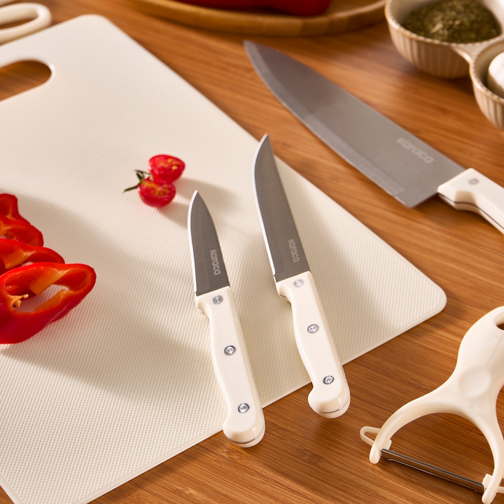 Karaca Sharp 4-in-1 6-Piece Knife Set 25 cm – Cream