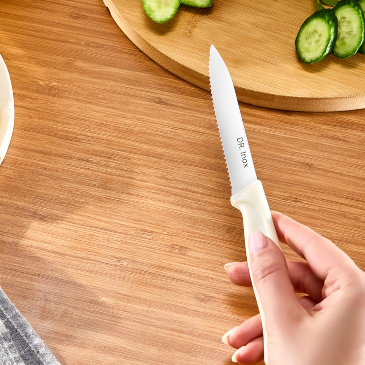 Dr. Inox Serrated Vegetable Knife 21 cm – Cream