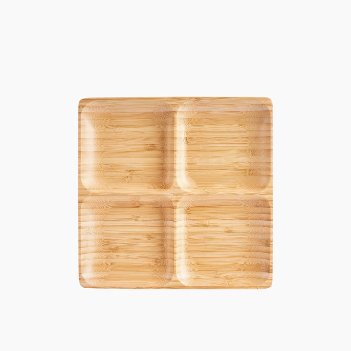 Karaca Bamboo Nora 4-Compartment Square Serving Tray – Natural