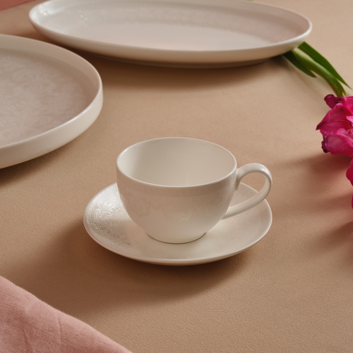 Karaca Minerva Coffee Cup and Saucer 90 ml – White