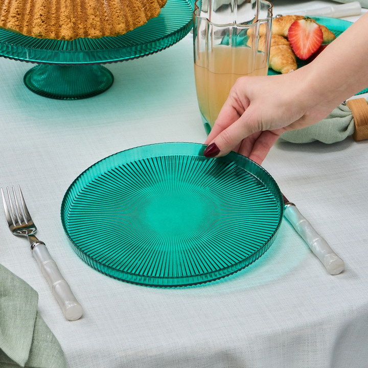 Karaca Massimo 7-Piece Vintage Blue Glass Cake Set