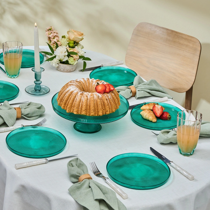 Karaca Massimo 7-Piece Vintage Blue Glass Cake Set