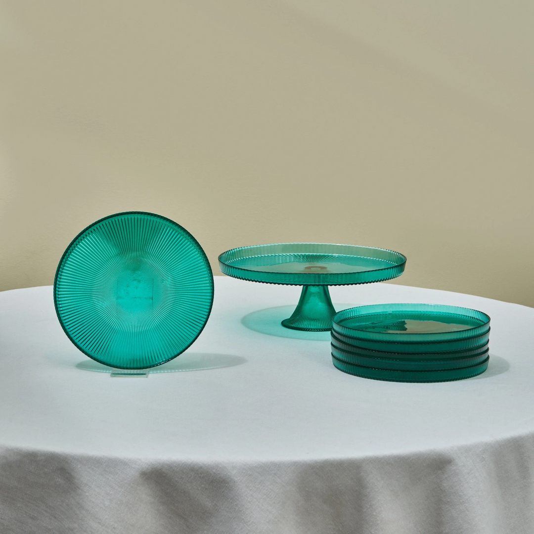 Karaca Massimo 7-Piece Vintage Blue Glass Cake Set