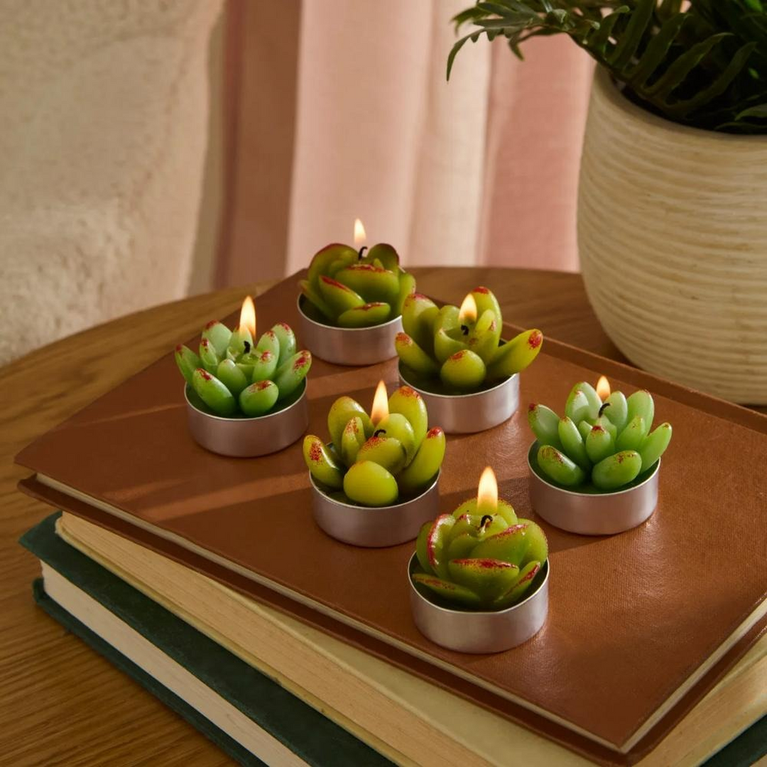 Karaca Home Succulent Tealight Candle Set - 6 Pieces