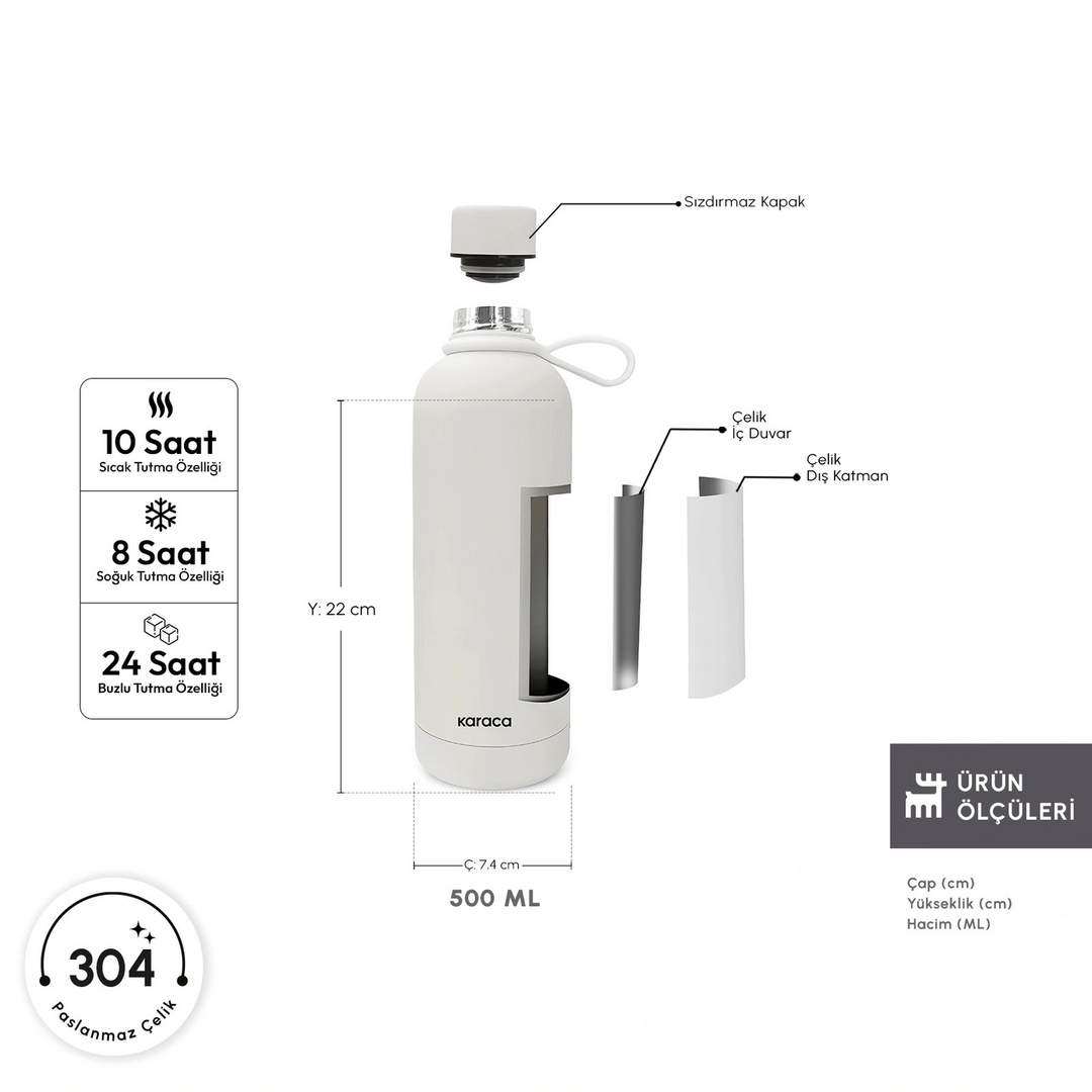 Karaca Aly Soft Touch Stainless Steel Leakproof Thermos 500 ml