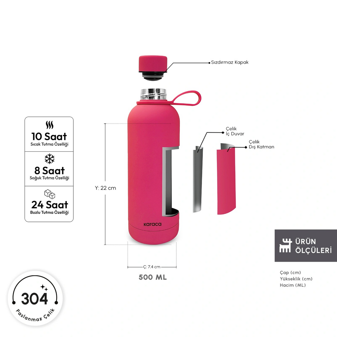 Karaca Aly Soft Touch Stainless Steel Leakproof Thermos 500 ml