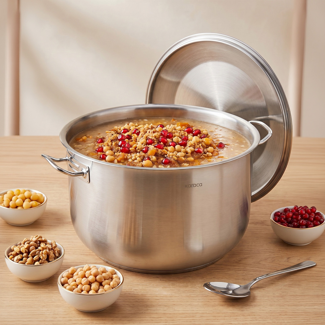 Karaca Nazen XL Stainless Steel Aşure Pot 34 cm – 2 Pieces