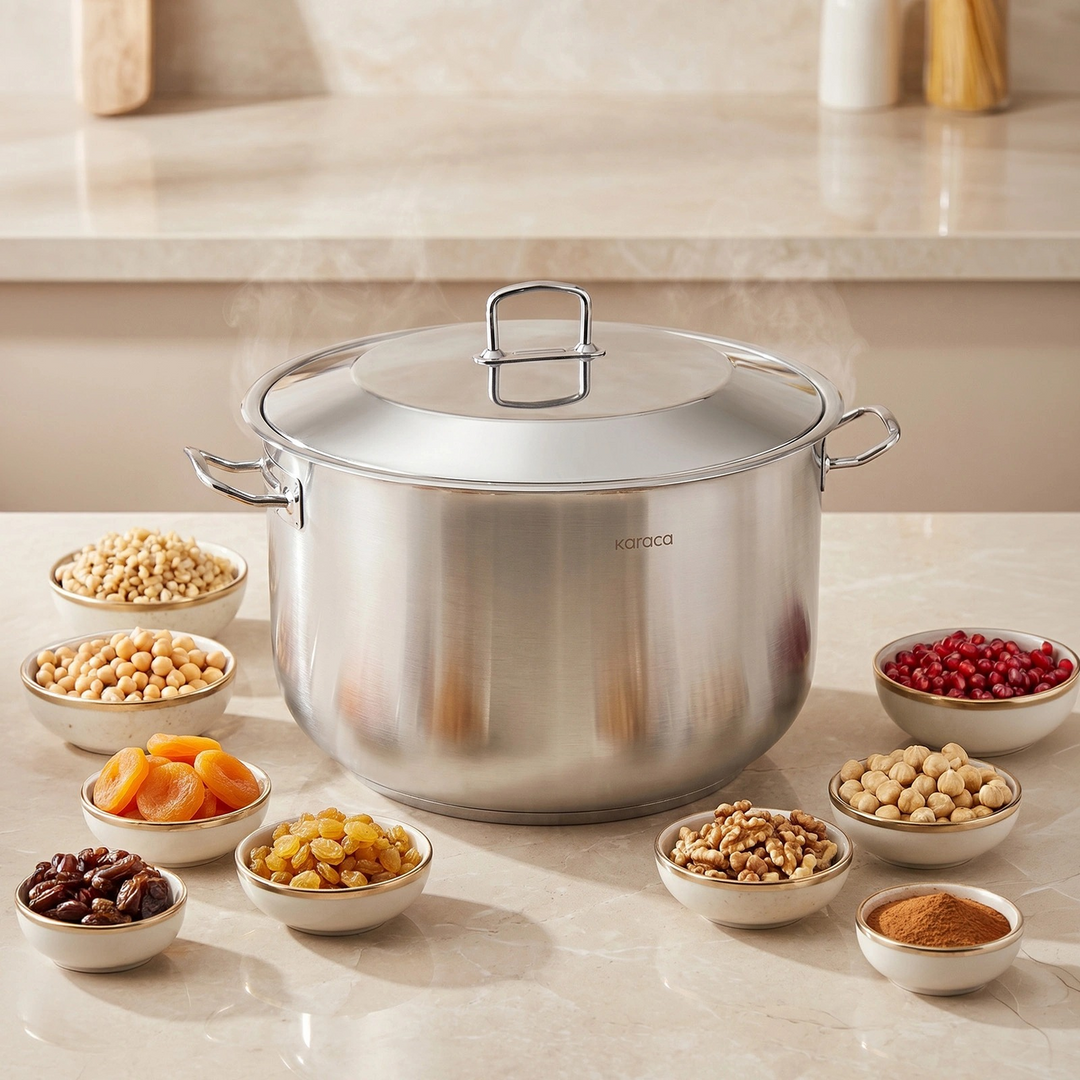 Karaca Nazen XL Stainless Steel Aşure Pot 34 cm – 2 Pieces