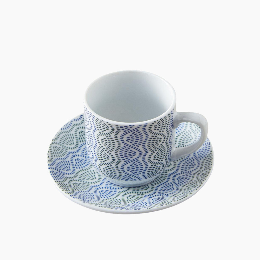 EH Living Conner Porcelain 4 Pieces 2 Servings Coffee Cup Set 80 ml Blue - Green