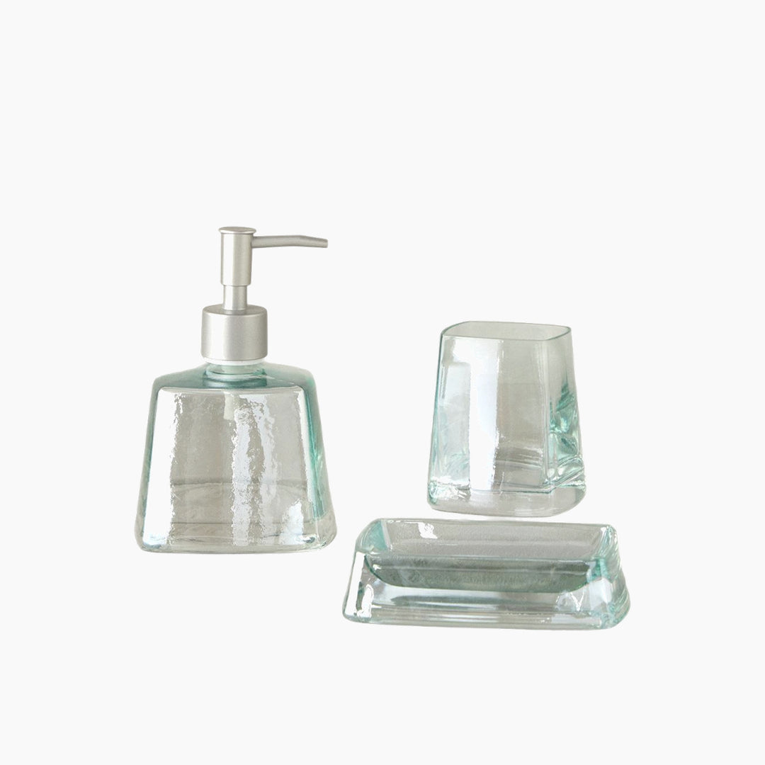 EH Living Polina Glass 3 pcs Bath Set Green