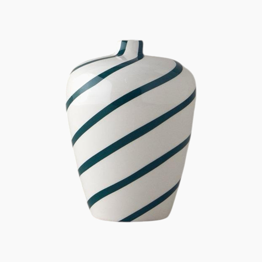 EH Living Stripe Dolomite Vase 14x14x19 cm Green