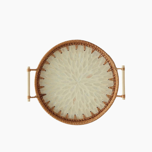 EH Living Beatrice Rattan Tray 28 cm Brown