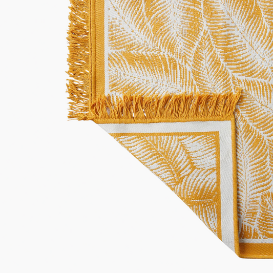 EH Living Leaves Woven Rug 80x150 cm Mustard