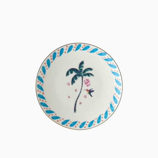 Carnival Palm Bone Porcelain Cake Plate 20 cm Blue - Green