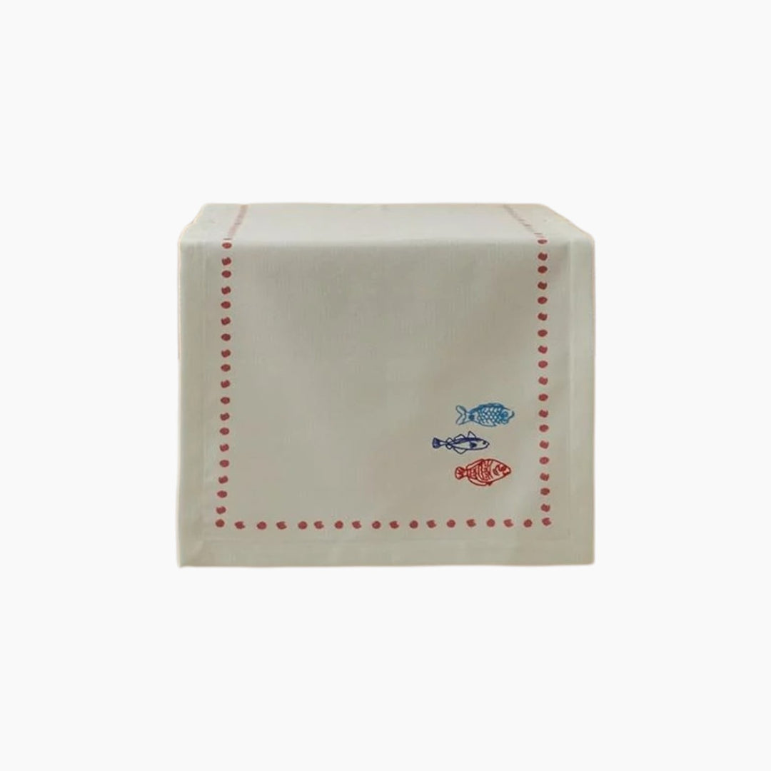 EH Living قماش قطني بطبعة أسماك 40x140 سم أبيض