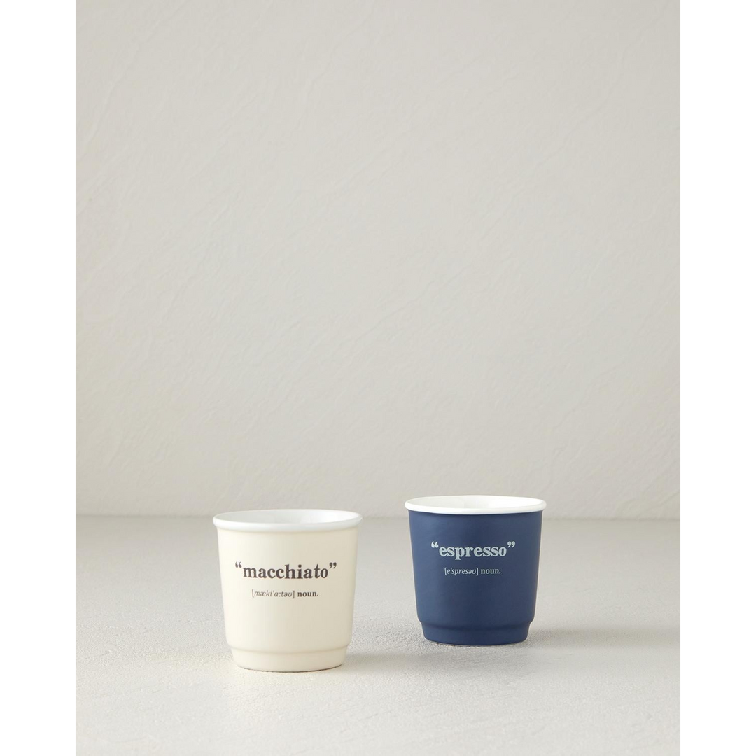 EH Phoebe New Bone China Espresso Cup - 2 Pieces 2 Servings Cup 90 Ml Navy Blue - Cream
