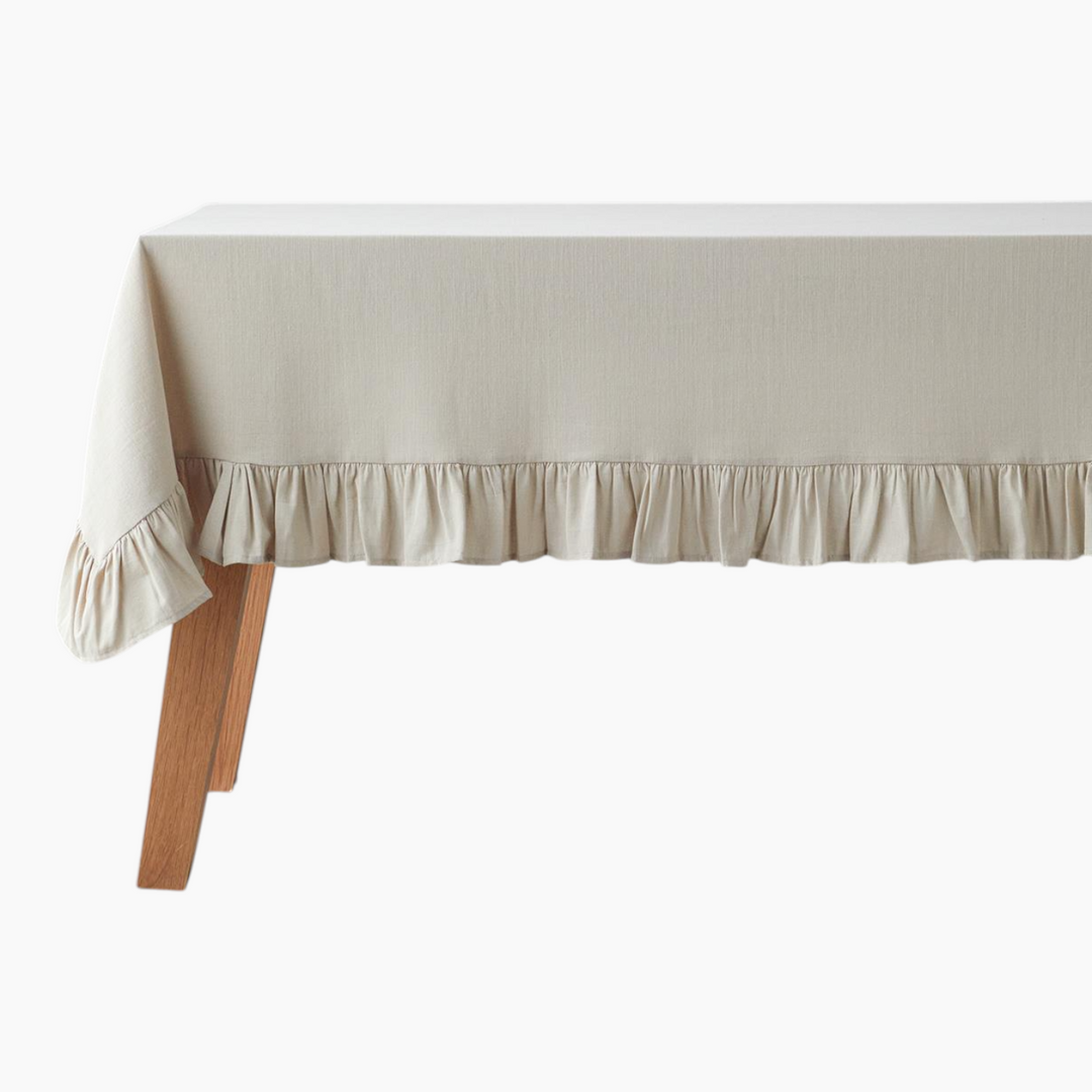 EH Living Ruffled Cotton Table Cloth 150x200 cm Cream