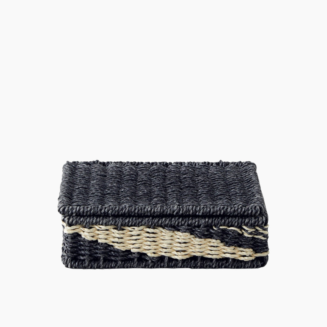 Denver decorative paper thread box, 15x20x5 cm, natural-black finish