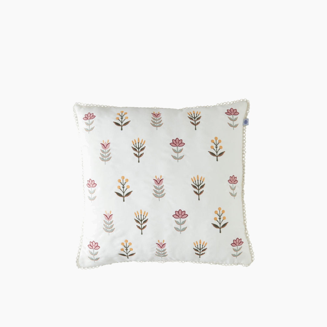 EH Living Zaira Embroidered Decorative Cushion 45x45 cm Ecru