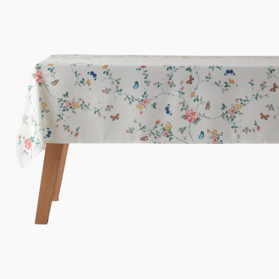 EH Living Botanical Polyester Table Cloth 145x200 cm Cream - Pink