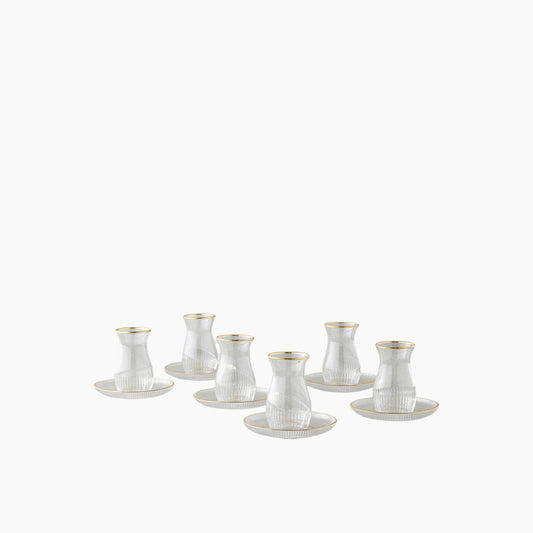 EH Living Janice Glass 12 Pieces 6 Servings Tea Set 135 ml Gold