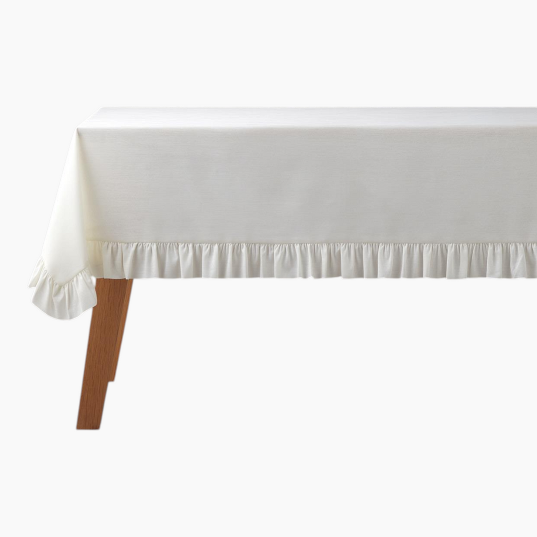 EH Living Flor Pura Polyester Ruffled Table Cloth 150x200 cm Cream