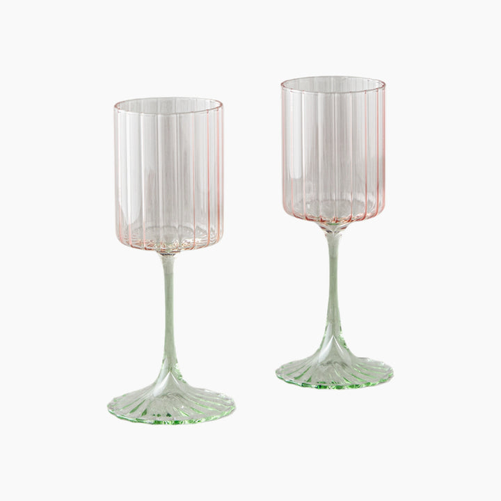 EH Glimmer Glass 2 Pcs Chalice 250 Ml Pink - Green