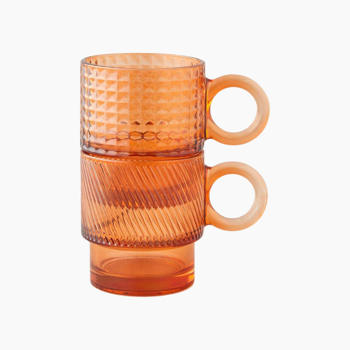 Gloss Glass 2 Pcs Mug 300 Ml Amber